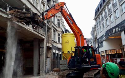 Démolition d’une structure béton-acier dans le centre ville de Liège !