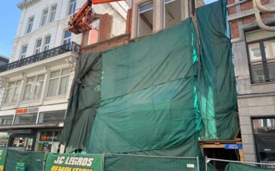 Démolition de bâtiments de 16m de hauteur en ville à Liège