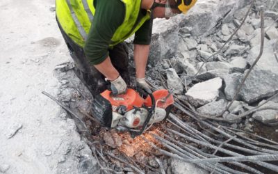 Démolition mécanique d’une dalle en béton de 1900m3