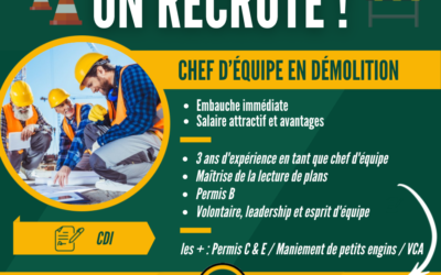 Offre d’emploi : Chef d’équipe en démolition