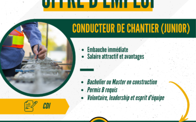 Nous recrutons un conducteur de chantier (junior)